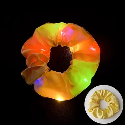 Lichtgevende Scrunchie Haarband – Geel met Gekleurde LED-lichtjes