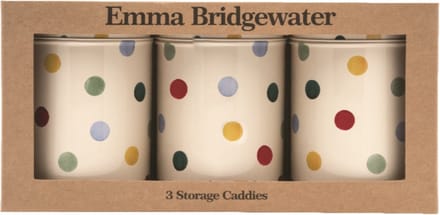 Emma Bridgewater - Set van 3 bewaarbussen Polka Dots - Bewaarblik - Stippen - Blik - Ø 10,5 x 14,5 cm