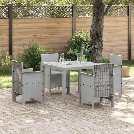 vidaXL - Tuin - Eettafel - Set - 5 - st - Lichtgrijs - Polypropyleen