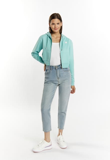 Mymo Bijgesneden hoodie met rits Dames aqua