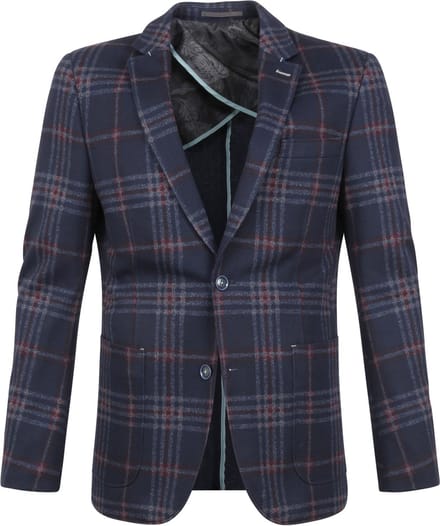 Suitable Respect Colbert Montreal Ruit Flex Donkerblauw - Maat 48 - Heren blazer