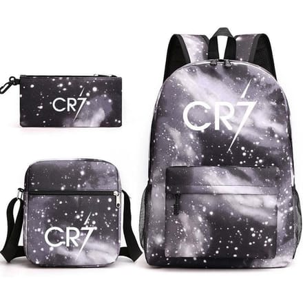 Grote schooltas met schouderband; studenten etui set van drie delen Cristiano ronaldo backpack