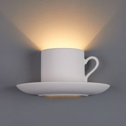 Lindby - Wandlamp - 1licht - Gips, metaal - H: 14 cm - G9 - wit