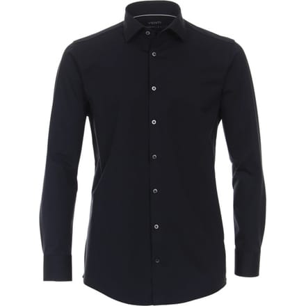 VENTI modern fit overhemd - jersey - blauw - Strijkvriendelijk - Boordmaat: 46
