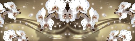 Fotobehang Vlies Orchideeën, Bloemen | Wit | GROOT 832x254cm