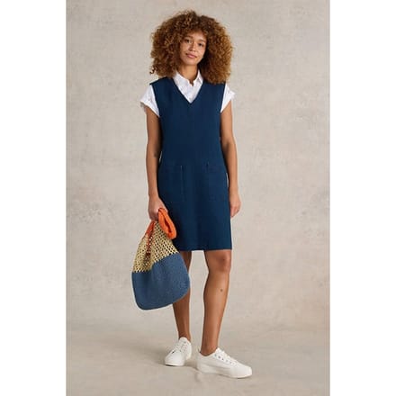 White Stuff Maple Denim Jersey Pinny Mid Denim Taglia: 14 | Abiti Mini Outlet | Donna | Blu
