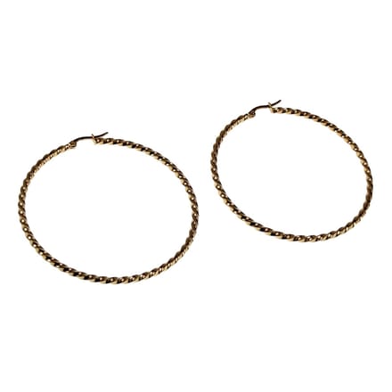 ∅60 mm Oorringen Dames - Verguld RVS - Goudkleurig - Gedraaide Oorbellen