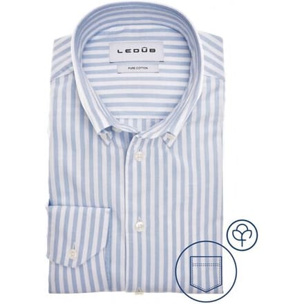 Ledûb Overhemd Oxford Stripe Midden Blauw / male