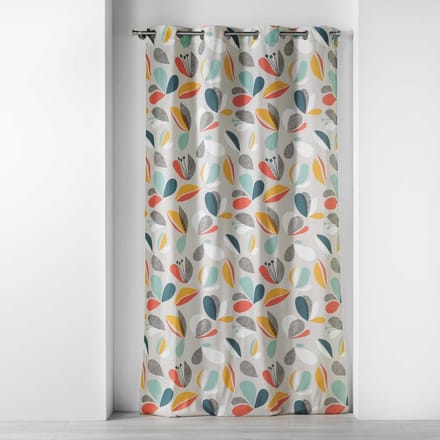 douceur d'intérieur, Gordijn met ogen, 140 x 240 cm, katoen, bedrukt, Panaflore grijs
