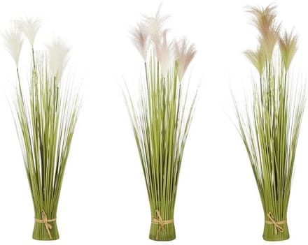 Mica Decorations Gras Bundel - 70 x 10 cm - Roze - Lichtbruin - Wit - 3 stuks