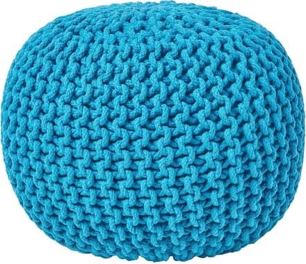 Homescapes Rond gebreide poef 100% katoen - Turquoise - 35x40 cm