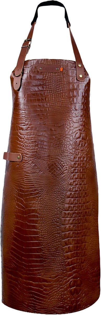 Xapron leren schort New York Caiman Cognac - XL (lengte 89 cm/ Breedte 70 cm)