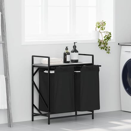 vidaXL - Wasmand - 2 - vakken - met - plank - grijs - sonoma - eiken