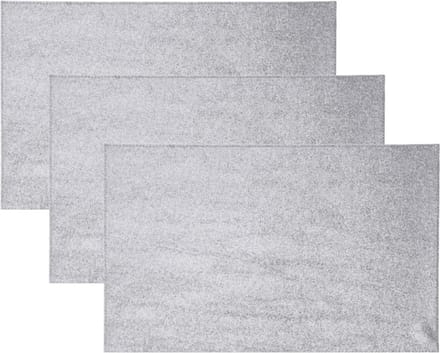 Glitter tafel Placemat rechthoekig - 6x - zilver - 44 x 29 cm - herbruikbaar - diner - kerstdiner
