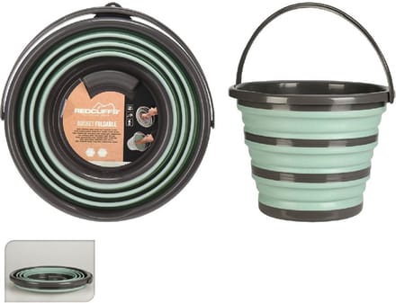 Redcliffs Opvouwbare emmer - groen/grijs - 10 liter - Camping emmer - kunststof