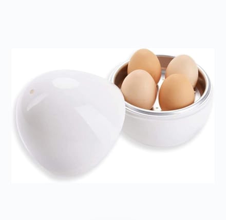 Eierkoker met deksel - Eivormige eierkoker - Witte eierstoomkoker - eierenkoker - Geschikt voor 4 eieren - Witte