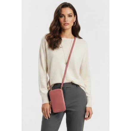 COCCINELLE Leren Telefoontasje Flor Hi-Tech Phone Bag Pot Lichtrood