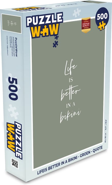 Puzzel Life is better in a bikini - Groen - Quote - Legpuzzel - Puzzel 500 stukjes