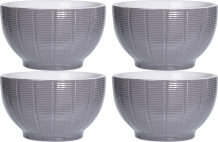 Excellent Houseware Soepkommen/serveer schaaltjes - 4x - Venice- keramiek - D14 x H8 cm - steengrijs
