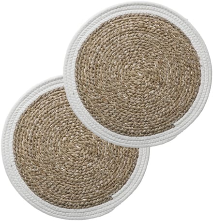 Set van 4x stuks placemats zeegras wit - 39 cm - Tafel onderleggers