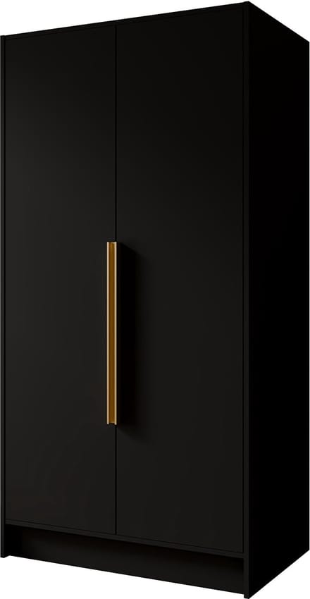 Kledingkast Goya I 100 cm (zwart, gouden handgrepen)