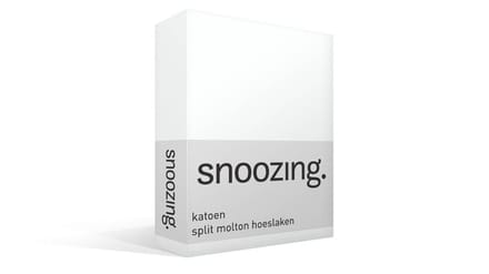 Snoozing - Katoen - Split - Molton - Hoeslaken - Lits-jumeaux - 200x200 cm - Wit