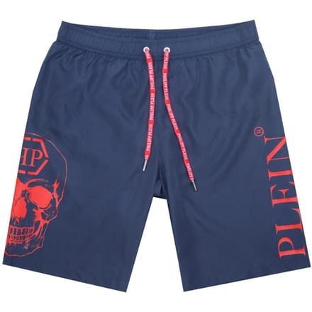 Philipp Plein PP doodshoofd marineblauwe zwembroek
