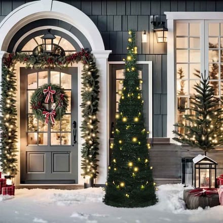 vidaXL - Kunstkerstboom - met - verlichting - pop-up - 210 - cm - groen