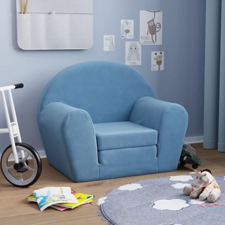 vidaXL - Kinderslaapbank - zacht - pluche - blauw