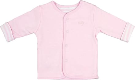 Feetje reversible vest uni roze - roze streep met wit maat 74