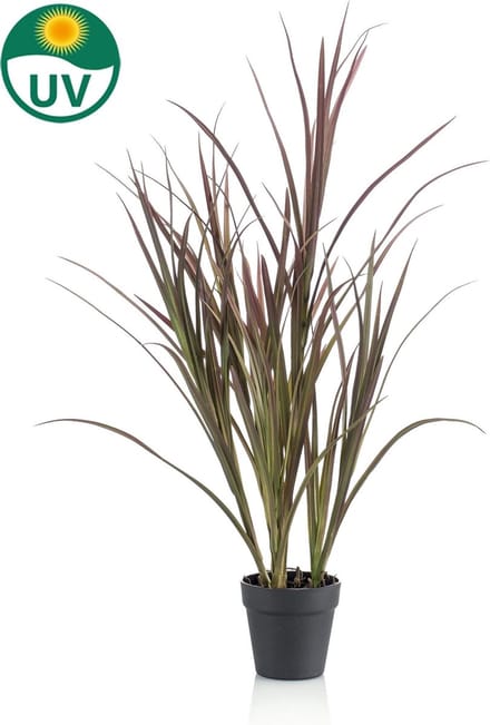 Kunstplant - Hoog Gras Burgundy Groen - 90 cm - In Zwarte Pot