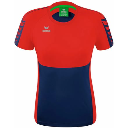 Erima Six Wings T-Shirt Dames - Rood / New Navy | Maat: 36