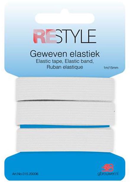 ReStyle Geweven Elastiek Wit 15 mm x 1 meter