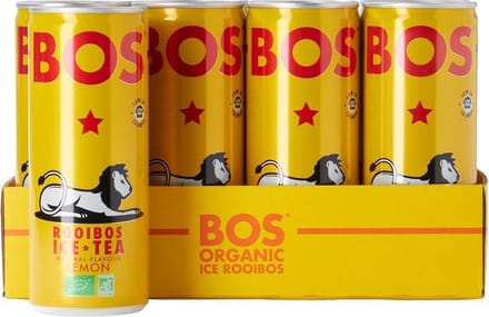BOS | Organic Ice Tea | Rooibos Lemon | Koolzuurvrij | Tray 12 blikjes x 25cl