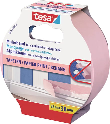 Afplaktape tesa® Professional sensitive 25mx38mm roze | 8 stuks