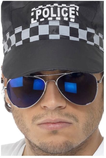 Smiffys Kostuum Bril Aviator Blue Mirror Zilverkleurig