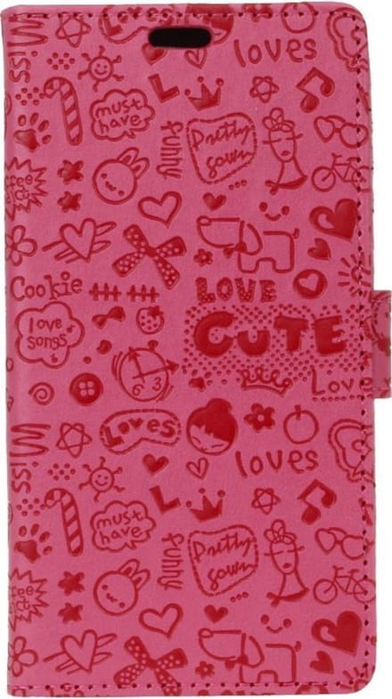Shop4 - Nokia 9 Hoesje - Wallet Case Cartoon Roze