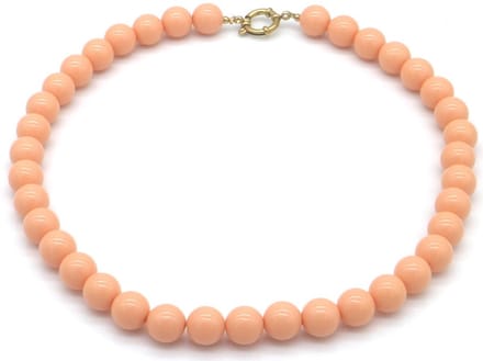 Ketting met kralen - RVS - zalmroze - 45 cm - dames