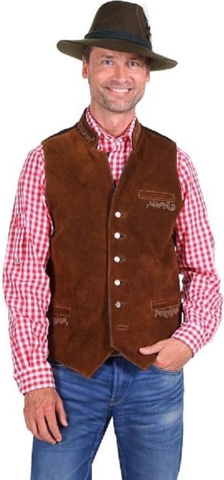 Tiroler Vest - Gilet leder bruin maat 48
