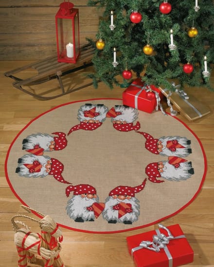 Permin borduurpakket kerstkleed kerstkabouters 45-5577 telpatroon