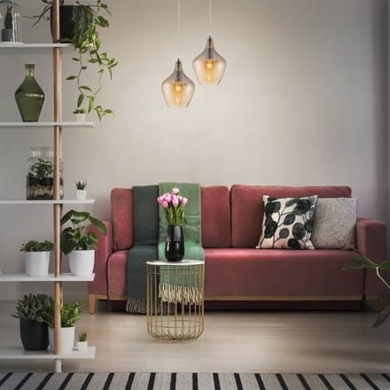 Globo - hanglamp - PASO - amberkleurig - glas - Ø 22cm - E14 - 30620123