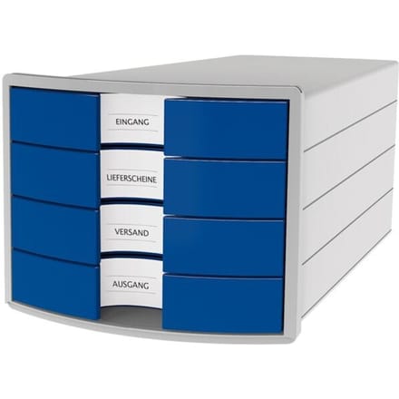 Ladebox HAN Impuls 2.0, 4 schuifladen, A4-formaat, stapelbaar, gesloten, grijs/blauw