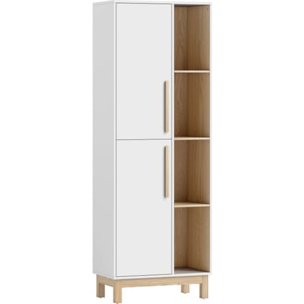 4Goodz Boekenkast met 4 open planken, en 2 deuren - Wit/Bruin