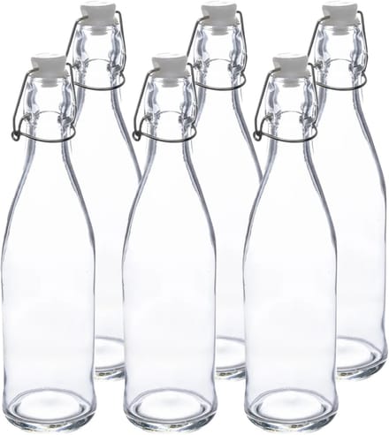 5Five Beugelfles/weckfles - 6x - glas - transparant - luchtdicht - 0.5 liter - waterfles - limonade
