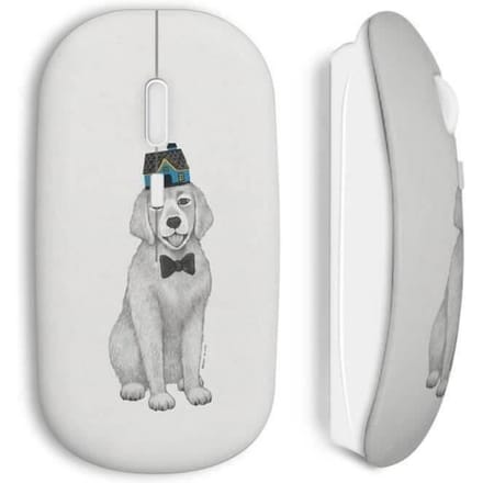 Souris Sans Fil - Chien - Design Original - Compatible Mac et PC - Clé USB Inclus - Blanc