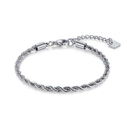 Twice As Nice Armband in edelstaal, getorst, 3 mm 15cm+3cm