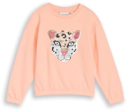 Tom Tailor - Sweatshirt met omkeerbare pailletten - Maat 92/98 - peach bloom