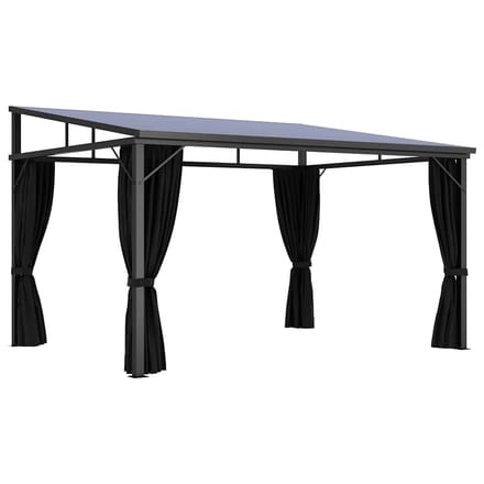 vidaXL - Prieel - met - gordijn - 405x294x244 - cm - antraciet