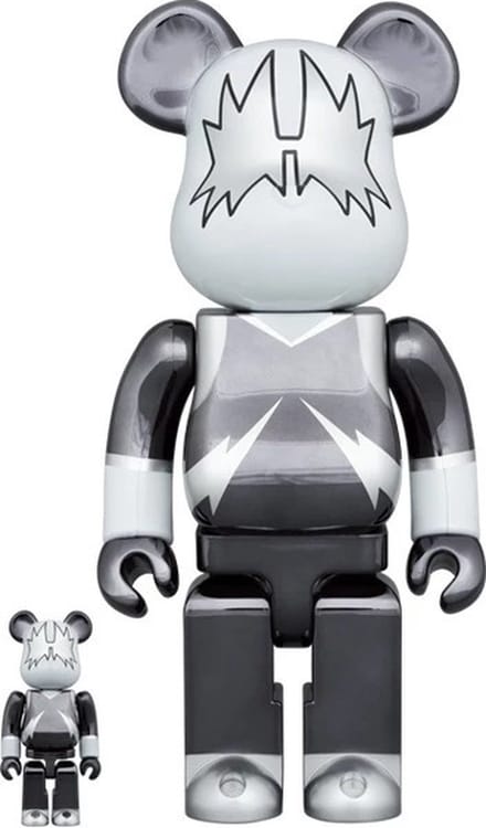 400% & 100% Bearbrick set - KISS Spaceman (Chrome ed.)