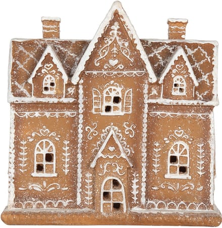 Clayre & Eef Gingerbread house met LED 21x8x20 cm Bruin Kunststof